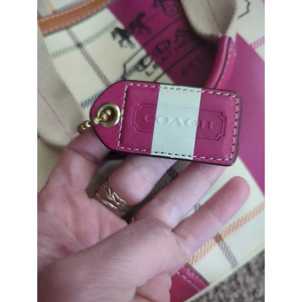 Coach Heritage Stripe Tattersall Small Tote